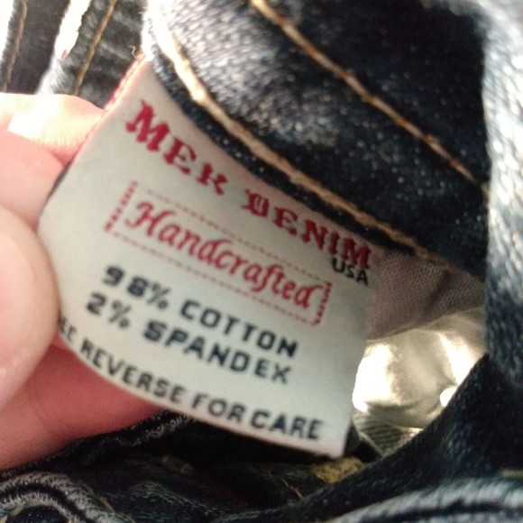 Mek Denim Jeans Womens 29X34 Canberra Low Rise Bootcut Flap Pockets Distressed - Picture 6 of 10